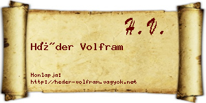 Héder Volfram névjegykártya